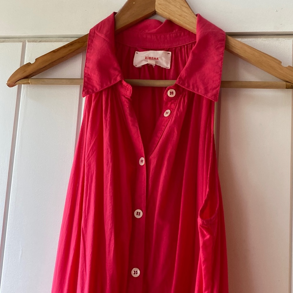 Xirena Raspberry Button Down Sleeveless Collar Dr… - image 1